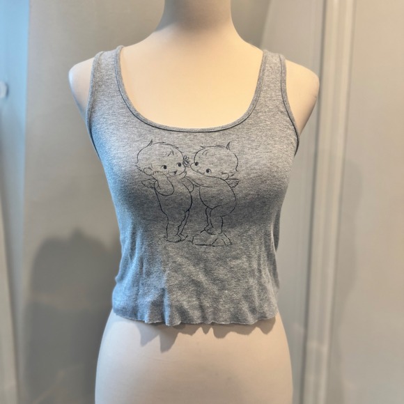 Brandy Melville Tops - Brandy Melville-John Galt Gray Tank Top Cherub Graphic Cute | Size OS
